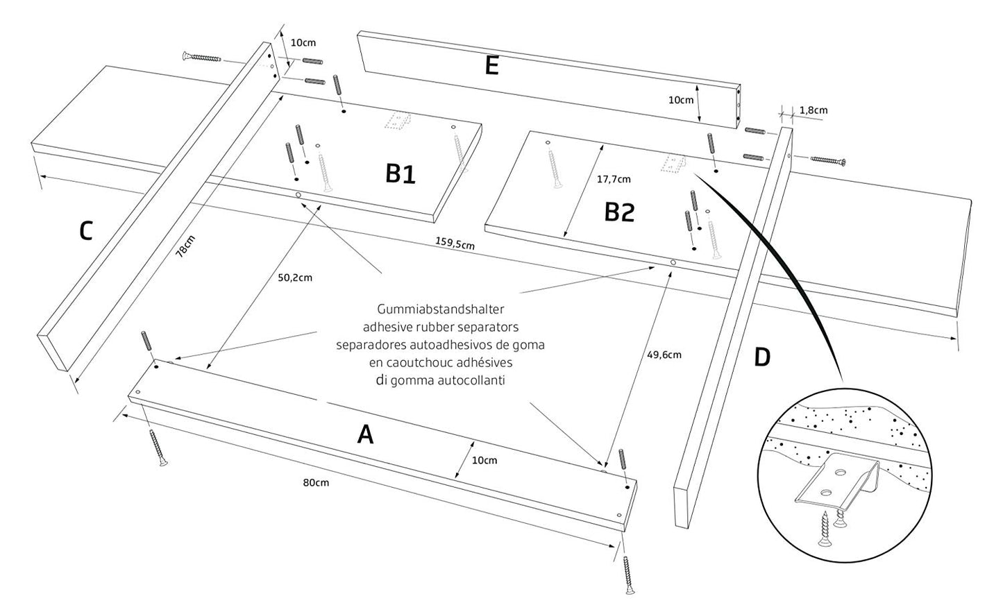 Wickelaufsatz weiß passend für breite Hemnes Kommode 160 cm